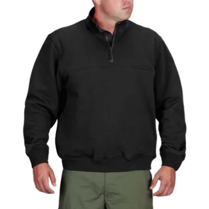 Elevated Essentials: The 1/4 Zip Job Shirt – Black – Effortless Style.